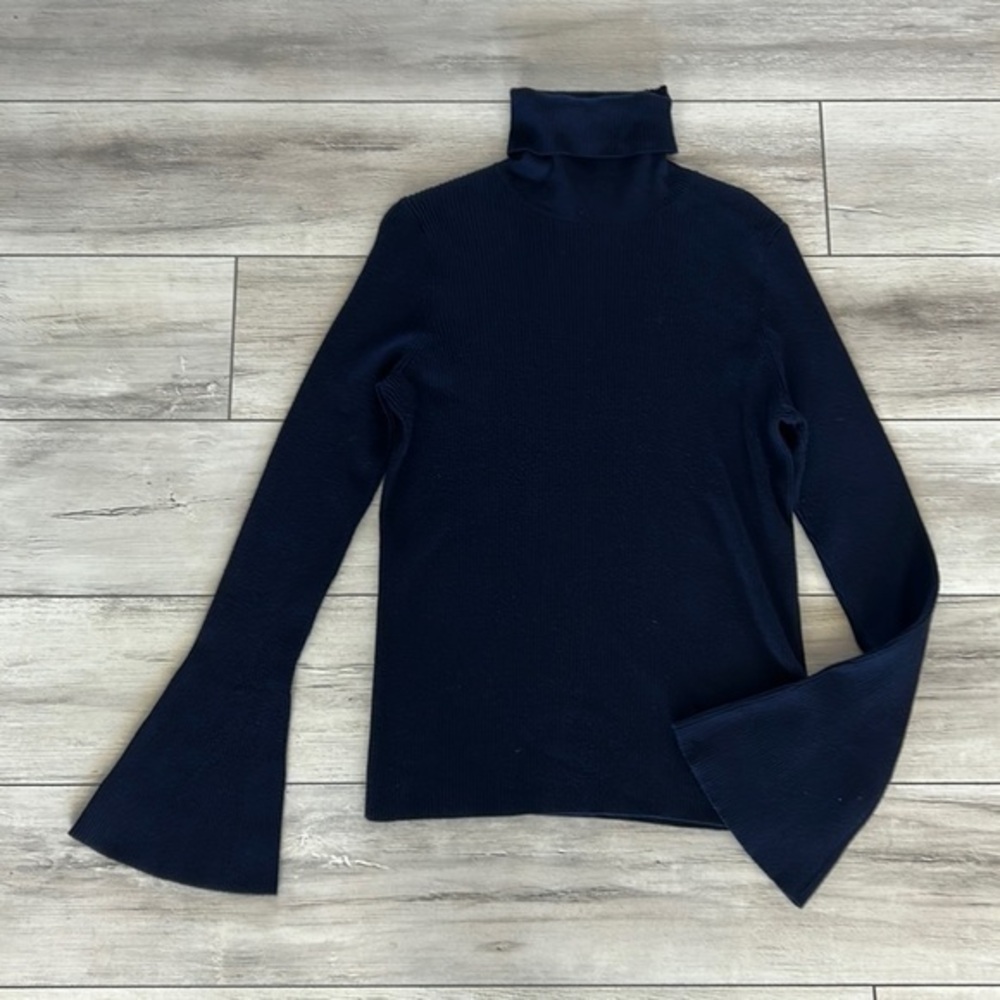 Anthropologie Moth ribbed turtleneck long bell sleeve shirt size small